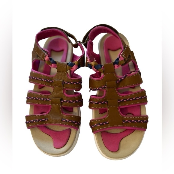 RYKA Damsel Sandals Size 8.5 Comfortable Adjustable Brown Pink - Picture 1 of 5